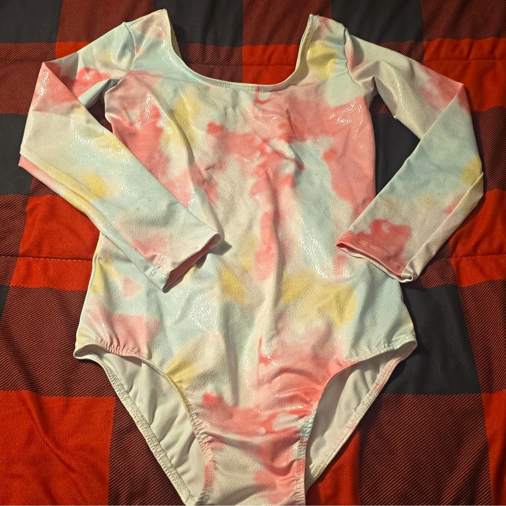 Girls Long Sleeve Dance/gymnastics Leotard Multi-Color Pastel, Leo, Youth M